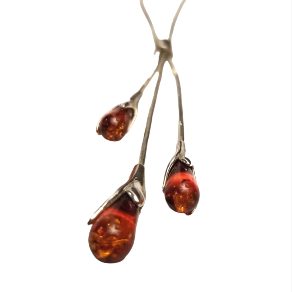 Baltic Amber Teardrop Pendant Necklace, 16"-18"